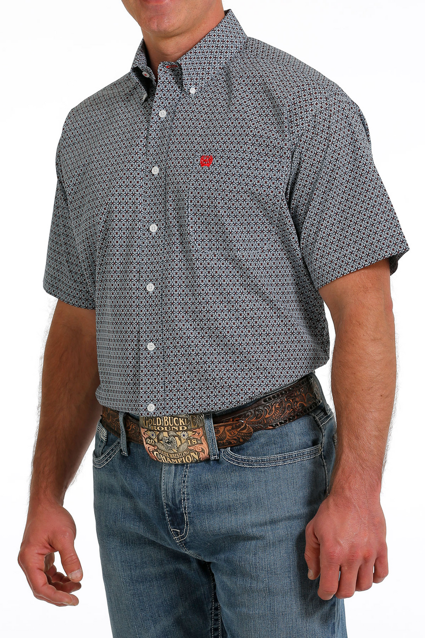 Mens  short sleeve light blue cinch shirt | MTW1111434
