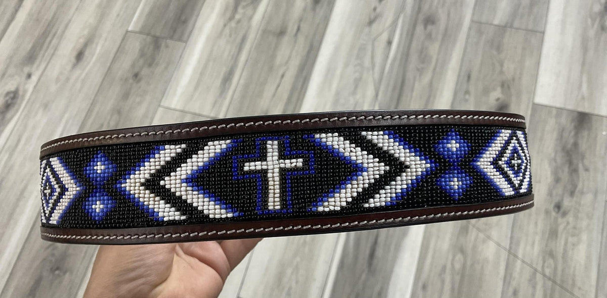 “ HARRY “ | 1.75  INCH IRON SPUR  MEN WESTERN BELT BEADED CROSS