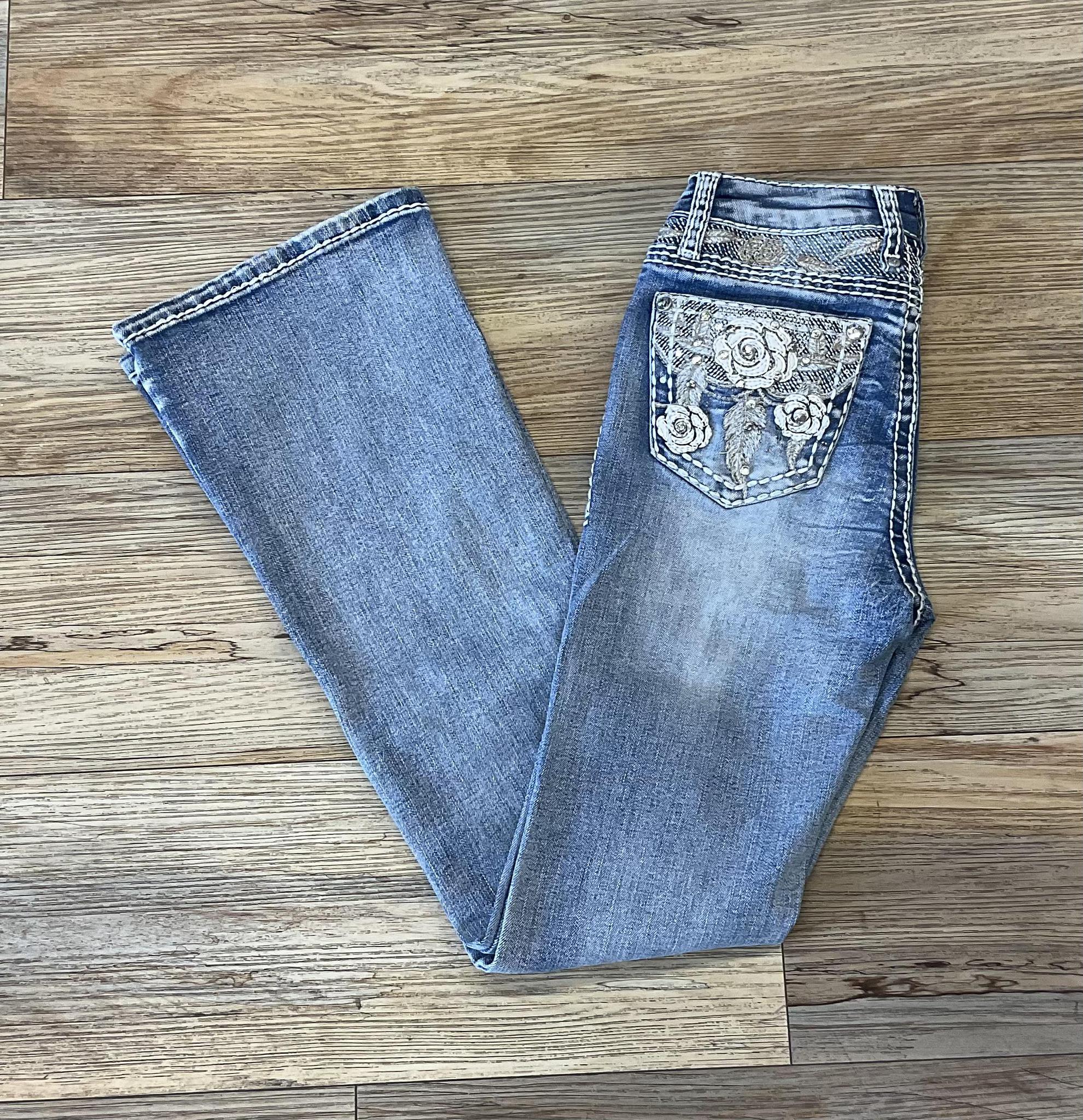 “ ISABELLE “ | Girls Western Jeans Stone rhinestone |A1066-PBK