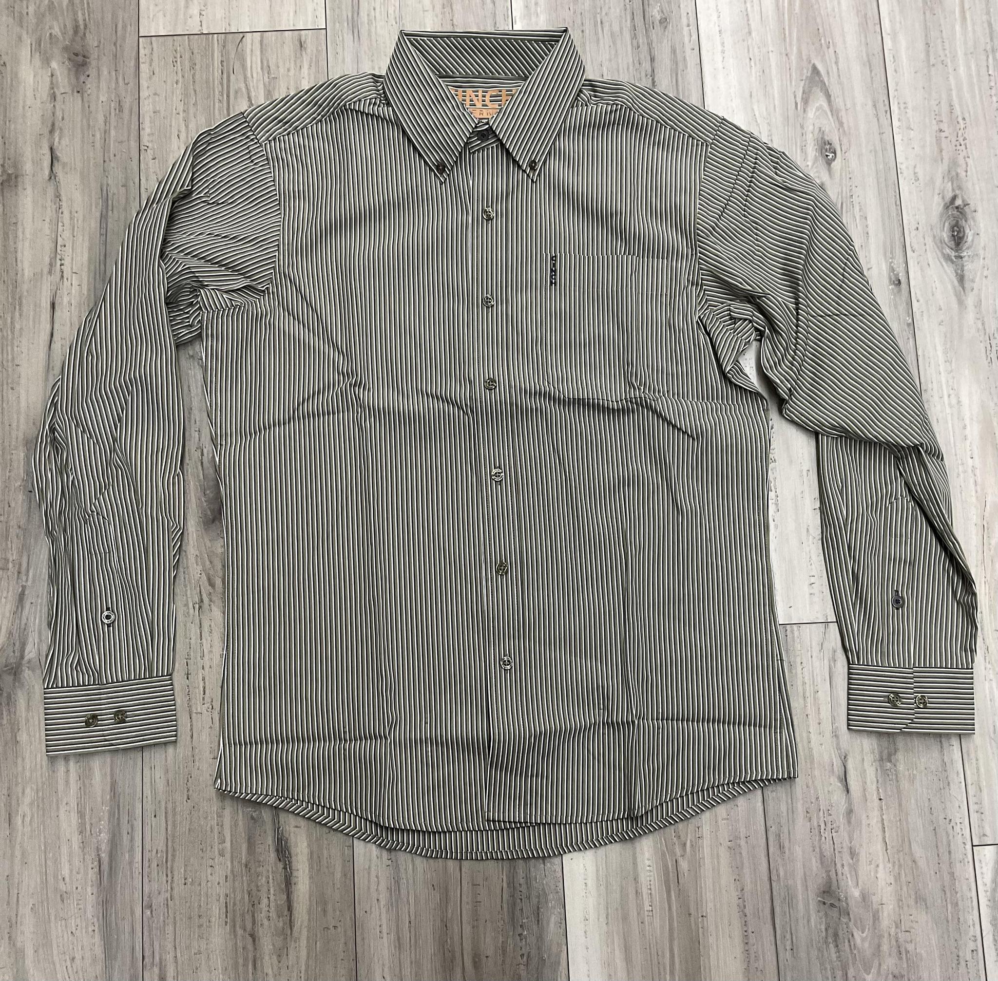 CINCH MEN’S OLIVE STRIPE MODERN LONG SLEEVE SHIRT |MTW1347162