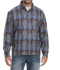 Ariat Men's Wesley Jetty Grey Dark Olive & Navy Aztec 1/4 Button Sweater Pullover| 10046145