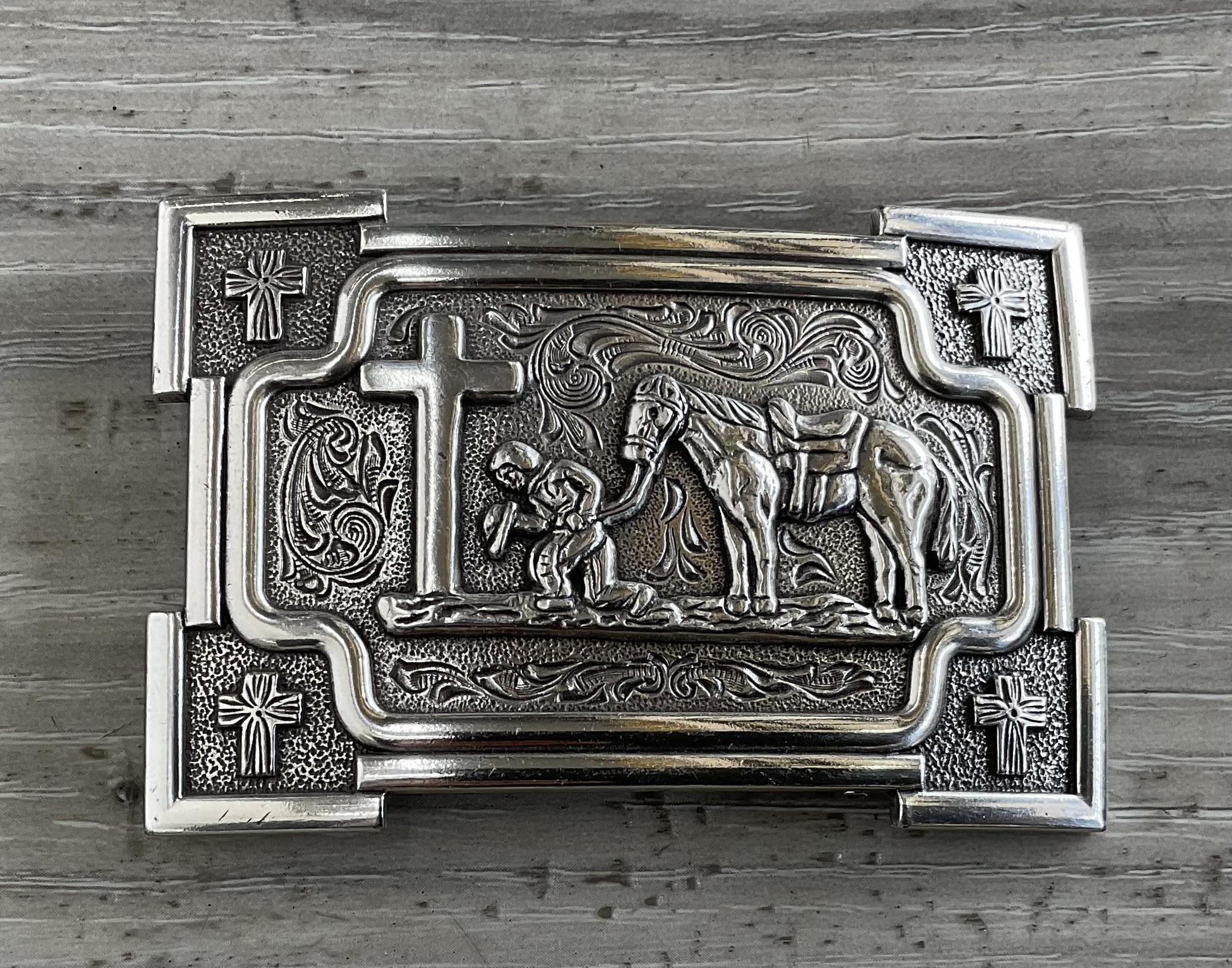 NOCONA RECTANGLE COWBOY PRAYER  BUCKLE |37405