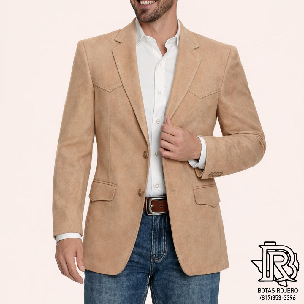 Khaki Men Western Sport Coat Suede By Iron Spur