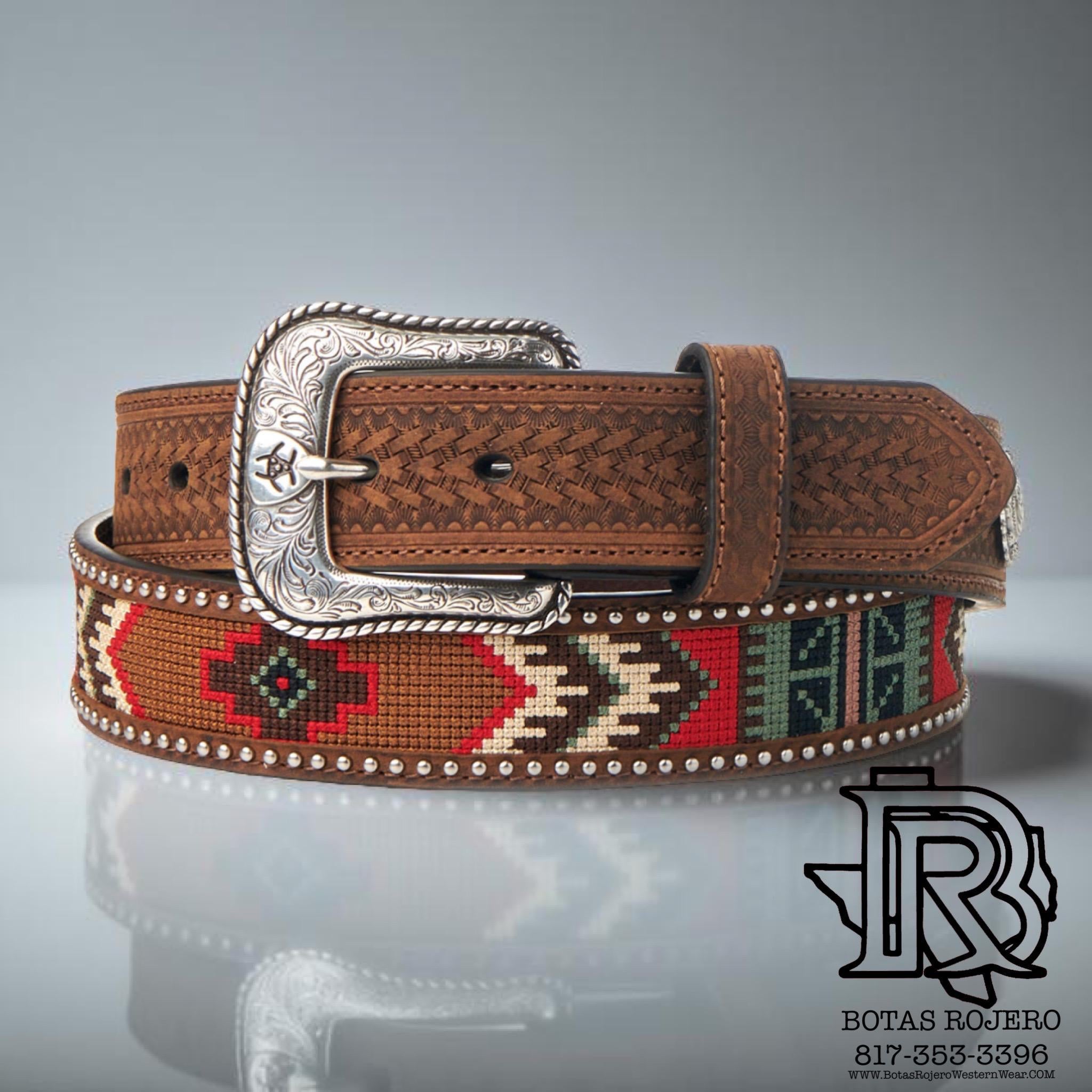 ARIAT MENS BELT | EMBROIDERED INLAY VINTAGE BROWN A1033202