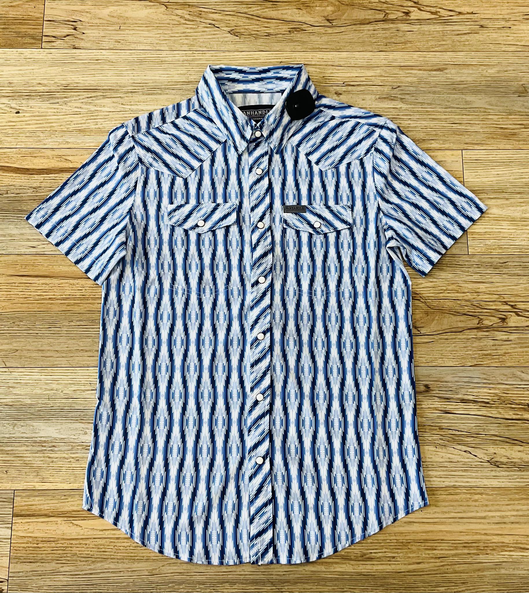 Mens Rock & roll Aztec woven blue shirt | TMN3S04291