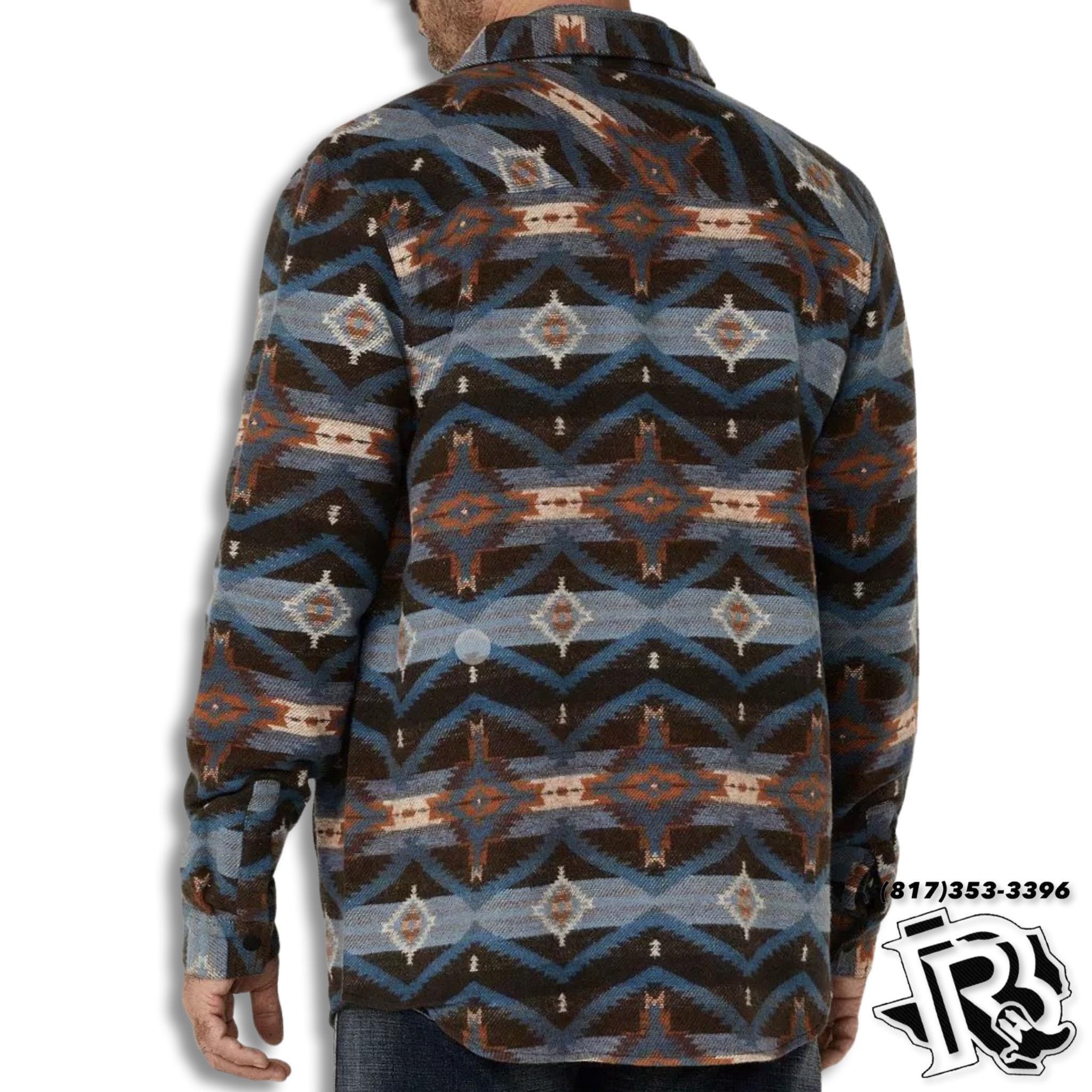 BLUE AZTEC | ROCK & ROLL JACQUARD AZTEC PRINT SNAP-DOWN SHIRT JACKET