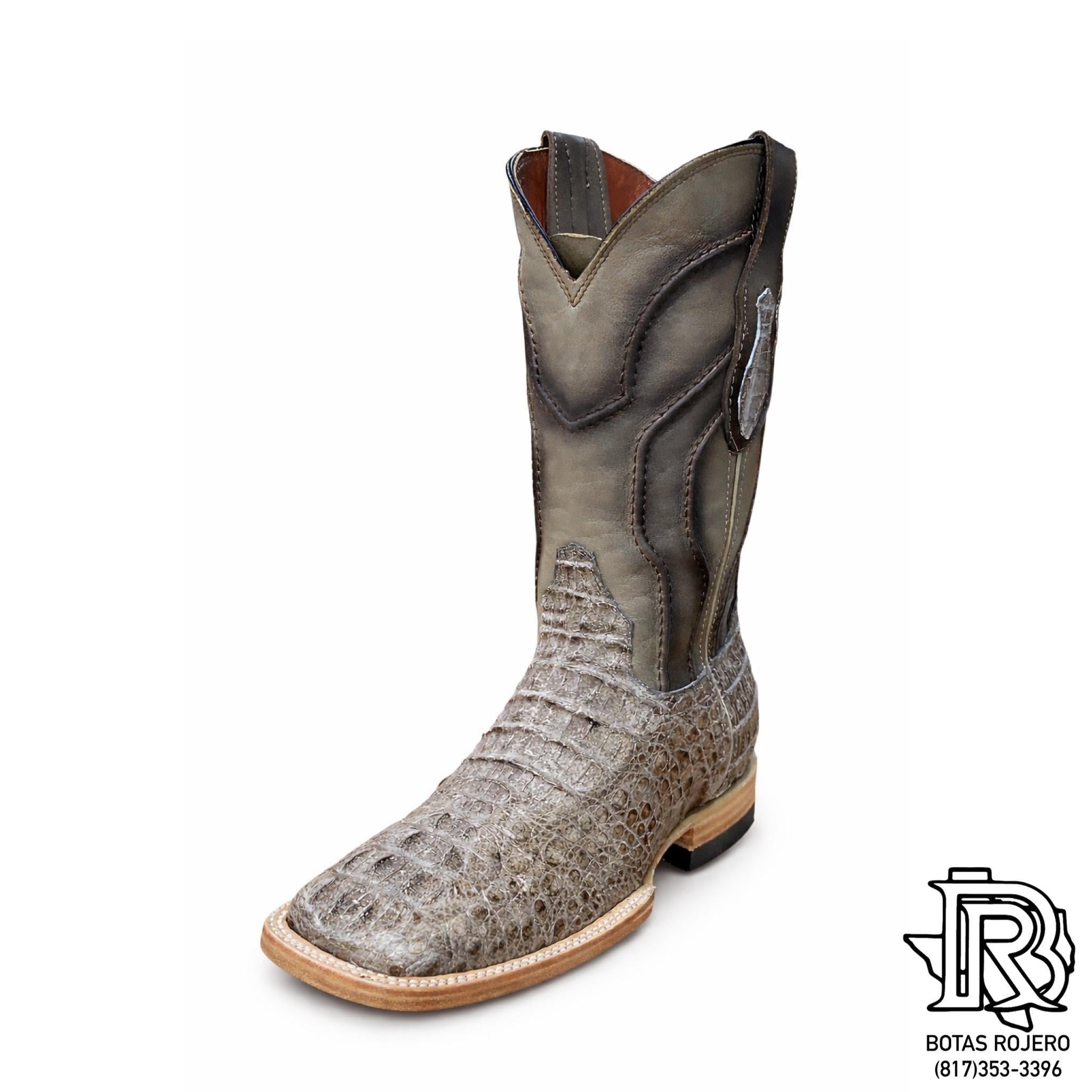 Gorge Natural Hornback Caiman Square Toe Boots – Handcrafted Exotic Leather