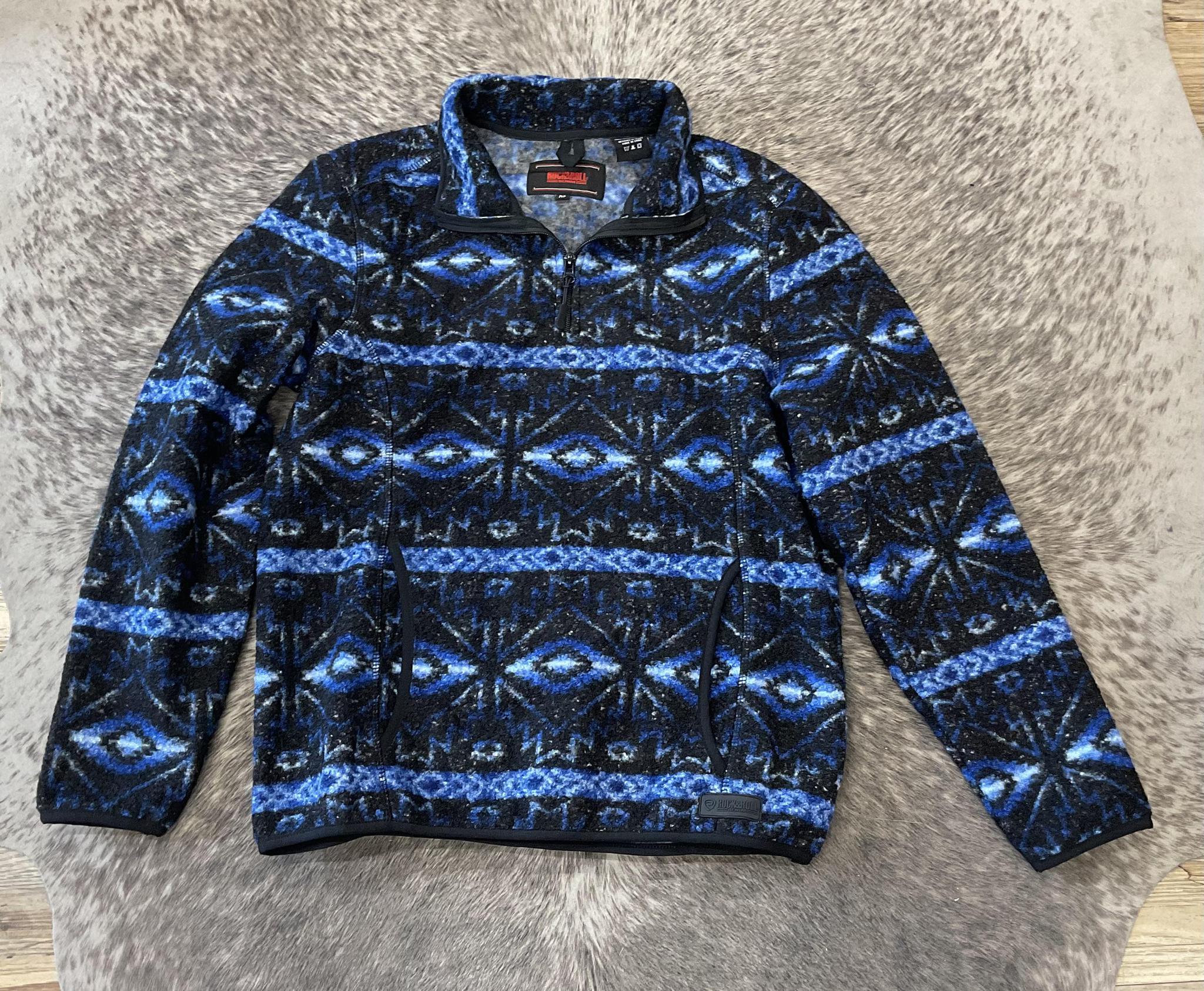 ROCK & ROLL MENS AZTEC PULLOVER BLUE  | BM91C01939