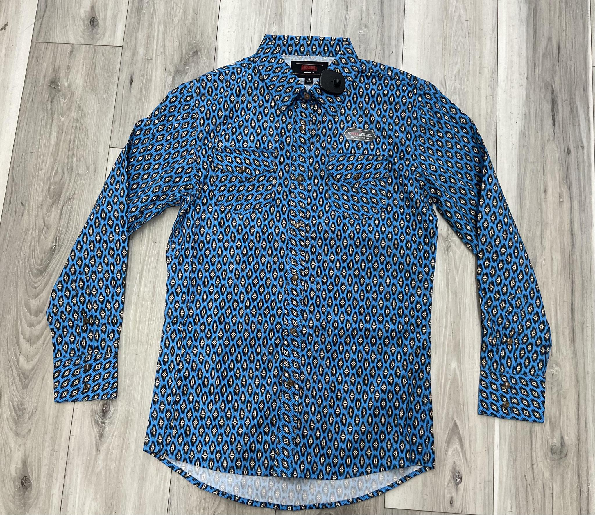 ROCK & ROLL MEN’S LONG SLEEVE AZTEC PRINTED SHIRT | BMN2S07645
