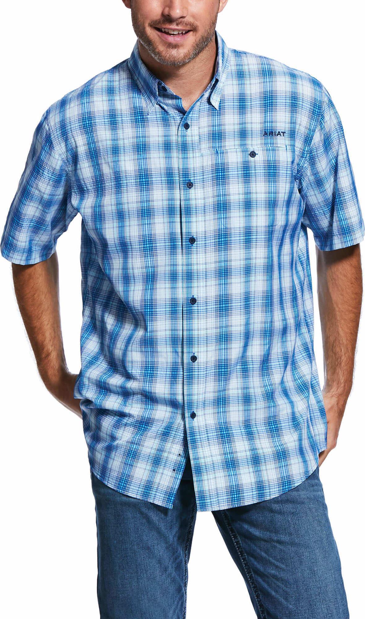ARIAT Mens Pro Venttek ll SS Shirt Miami Aquapld 10032099