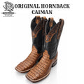 CAIMAN HORN BACK ORIGINAL | TAN SQUARE TOE MEN WESTERN BOOTS