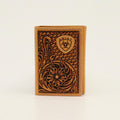 ARIAT TRIFOLD BASKET WEAVE FLORAL EMBOSSING LOGO TAN