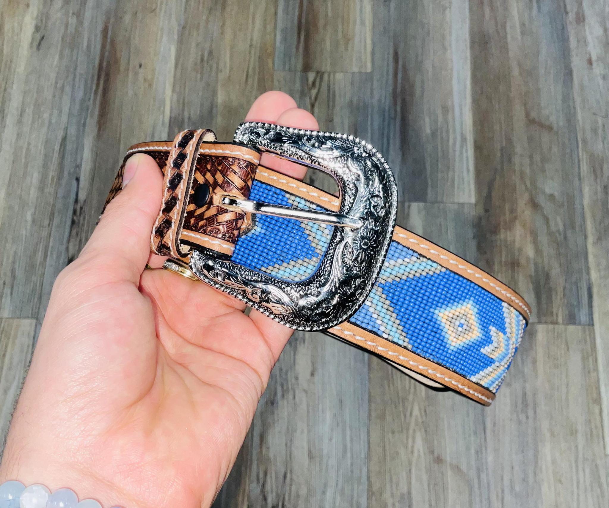 “ JIMMY ” | IRON SPUR ™️ MEN’S WESTERN TOOLED BEADED BLUE