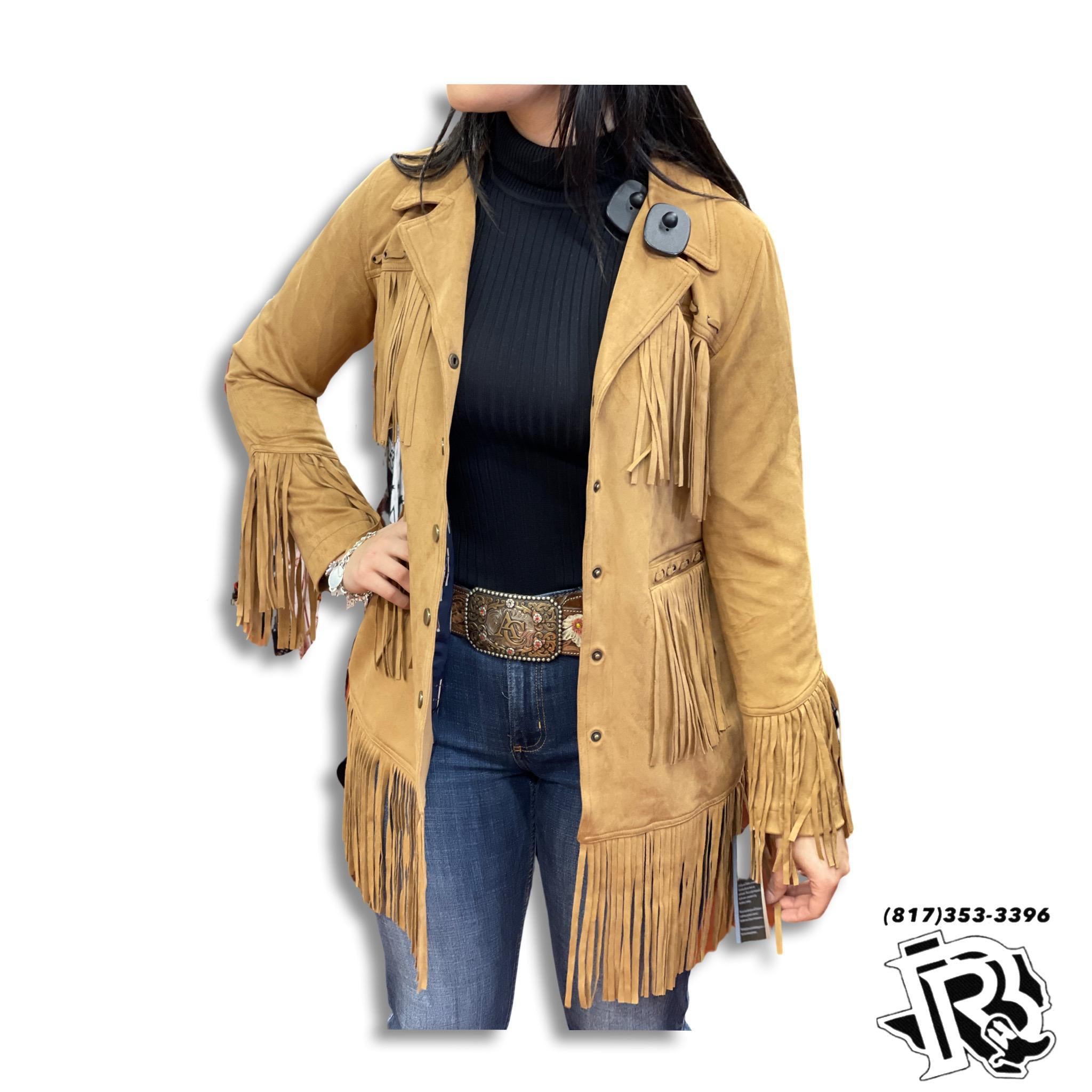 “ Daniela “ | WOMEN JACKET WITH FRINGE LIGHT BROWN PRW092RZXD2