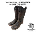 ‘’LEO’’ PYTHON BROWN PRINT SQUARE TOE WESTERN BOOTS