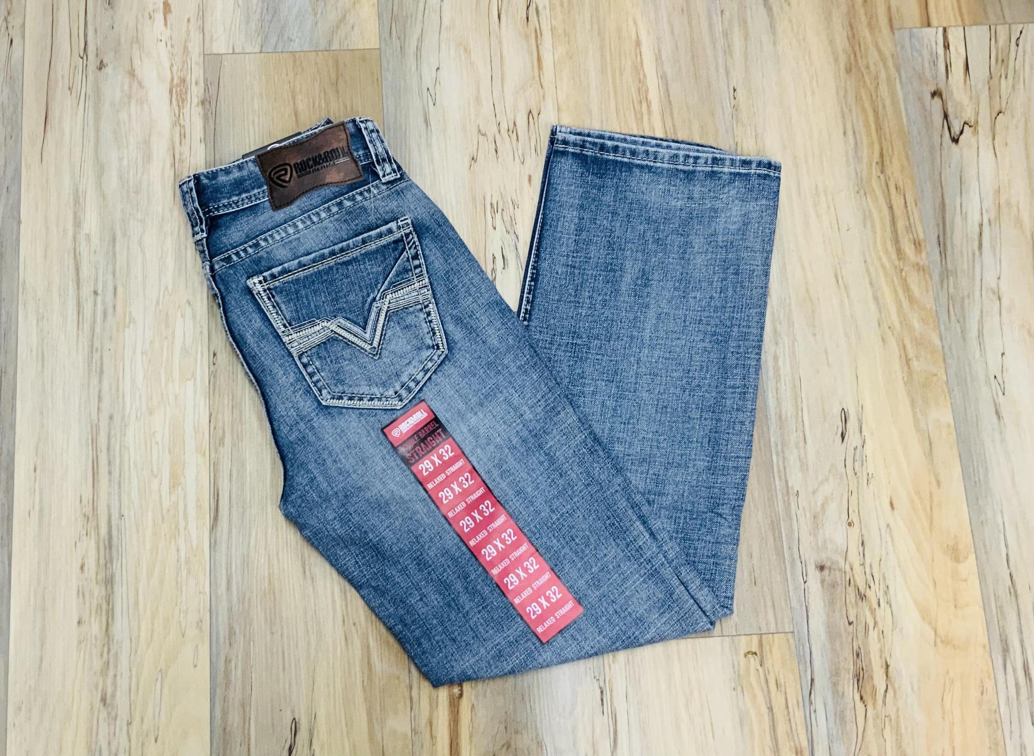 Mens ladder stitch w raised denim medium vintage rock & roll | RRMDOSRZPJ