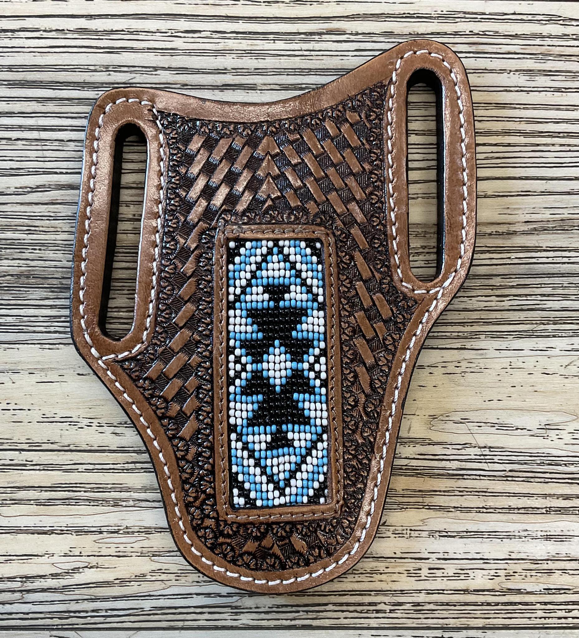 “ LUKA “ |  IRON SPUR WESTERN CO.  KNIFE SHEATH WESTERN TOOLED LEATHER  BEADED