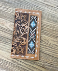 “ SAMUEL  “ | MEN BI FOLD WESTERN TOOLED LEATHER WALLET BEADED