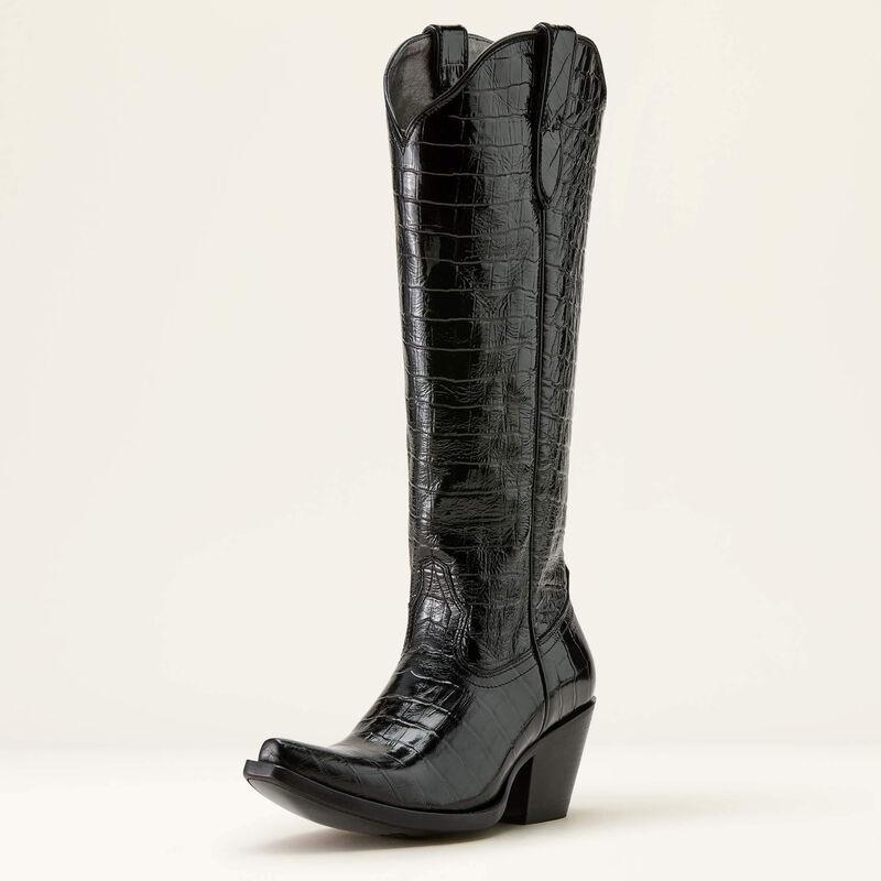 Ariat Ladies Luxe Caviar Croc Printed Black Western Casanova Boot 10063992