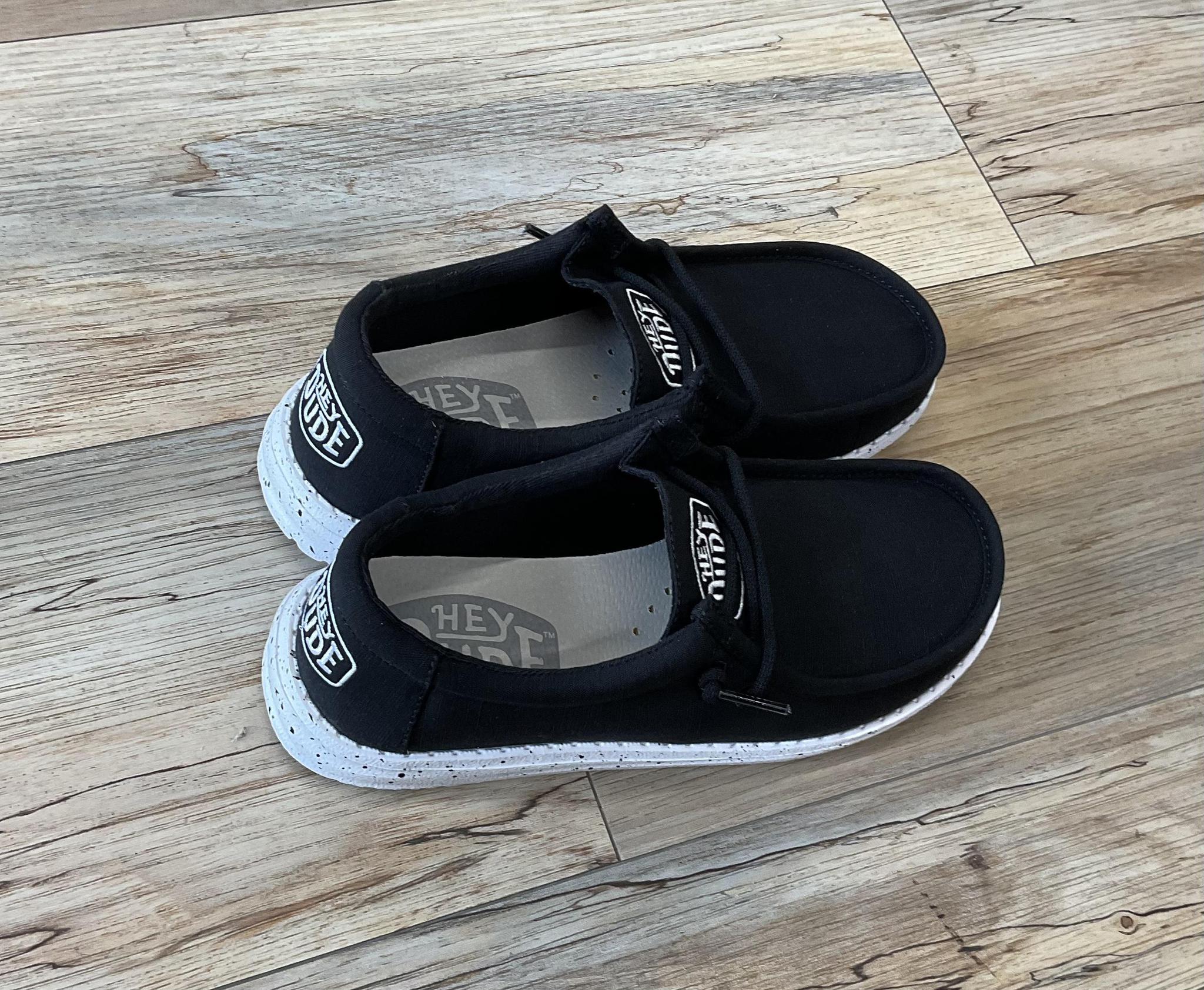 HEY DUDE | WALLY YOUTH SLUB CANVAS BLACK | 40044-001