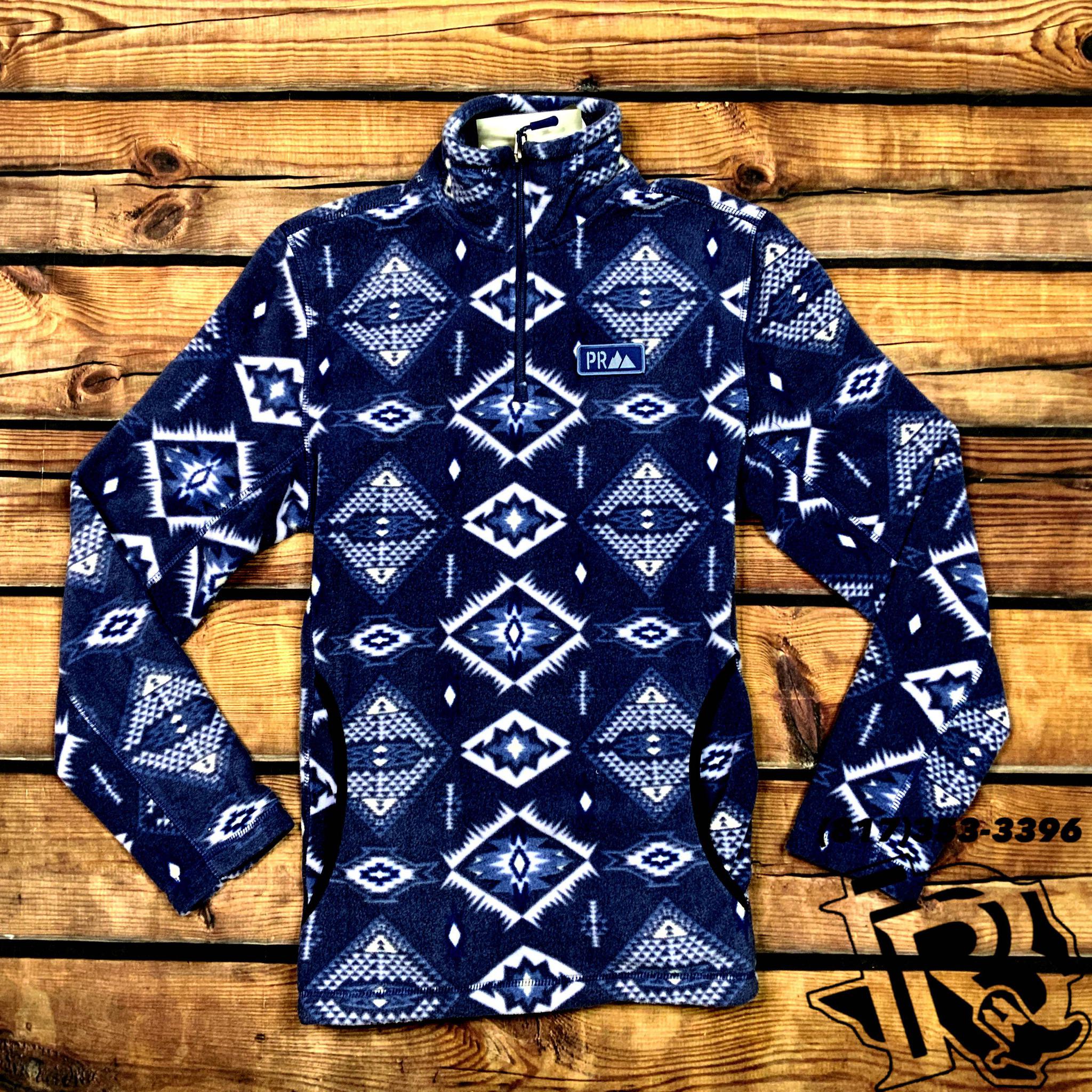 PRO VINTAGE Navy Aztec Fleece Pullover