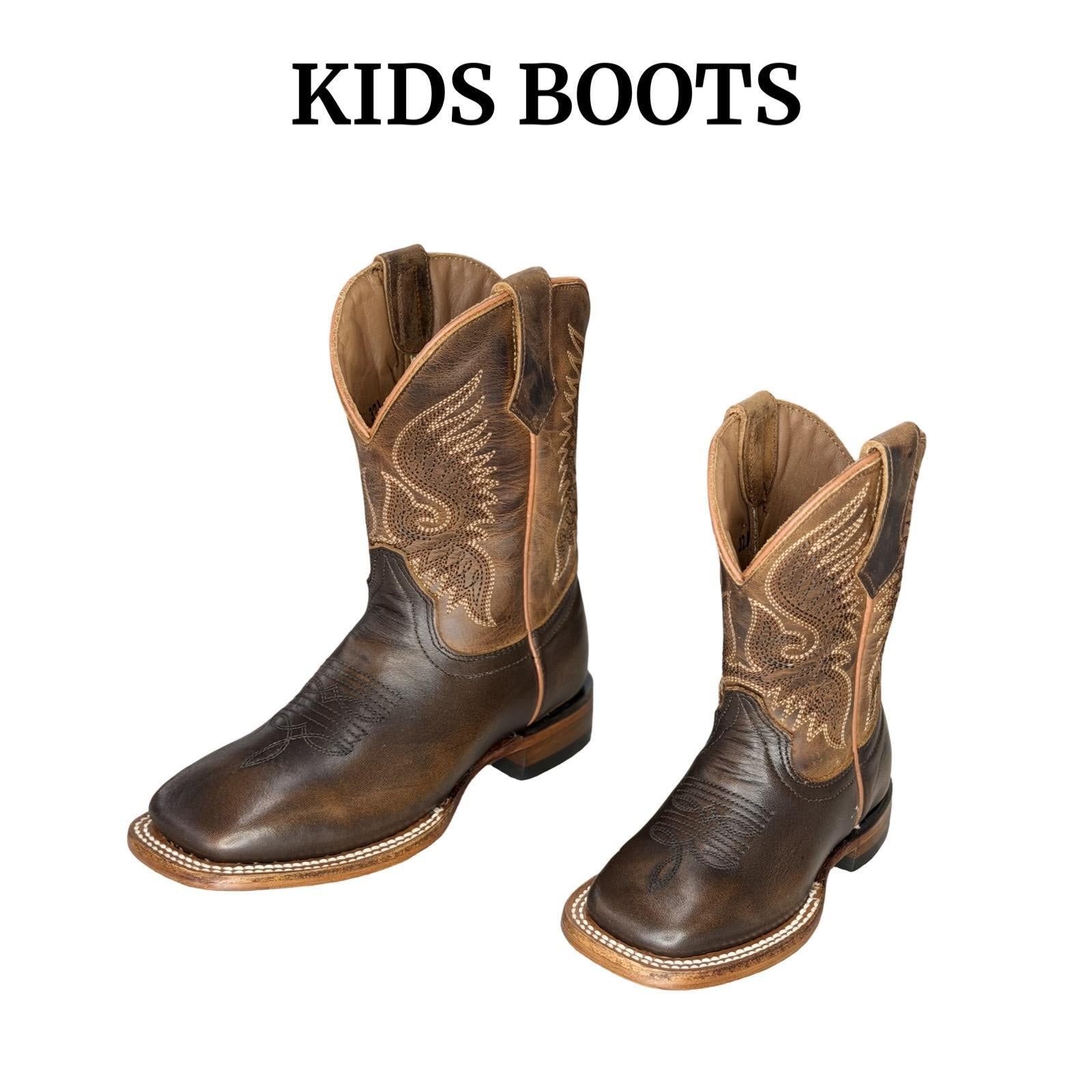 “ COWBOY TRAIL “ | KIDS SQUARE TOE DARK BROWN BOOTS