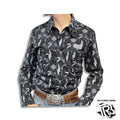 “ Harvey “ | MENS AZTEC  PRINT CHARCOAL SHIRT CHARCOAL  RRMSOSRZ19