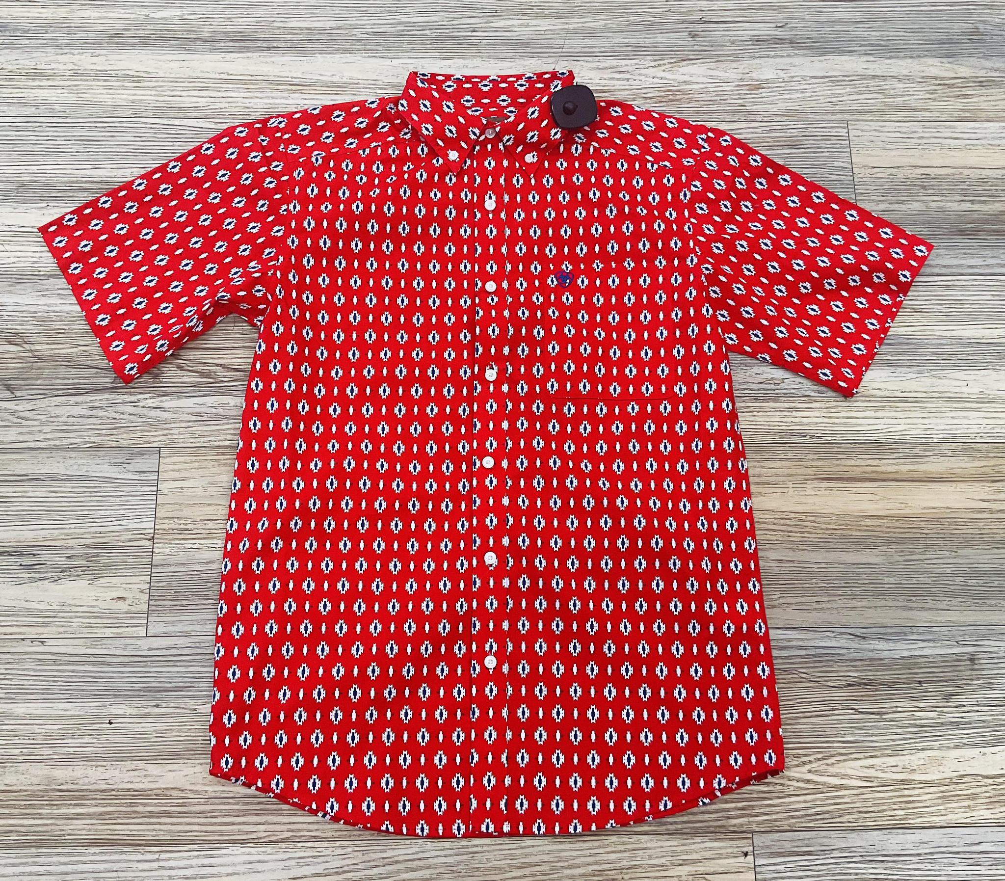 Mens Ariat Decker short sleeve  Beacon Red shirt | 10051494