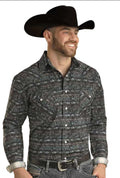 Men’s Rock & Roll Long sleeve teal shirt | RMN2S02823