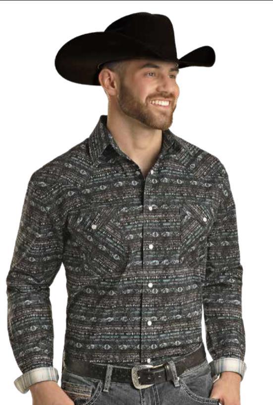Men’s Rock & Roll Long sleeve teal shirt | RMN2S02823