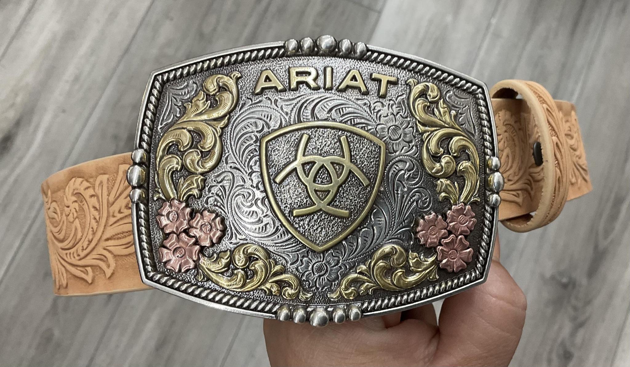 ARIAT WOMENS TAN HAND TOOLED WESTERN BELT |A1568148