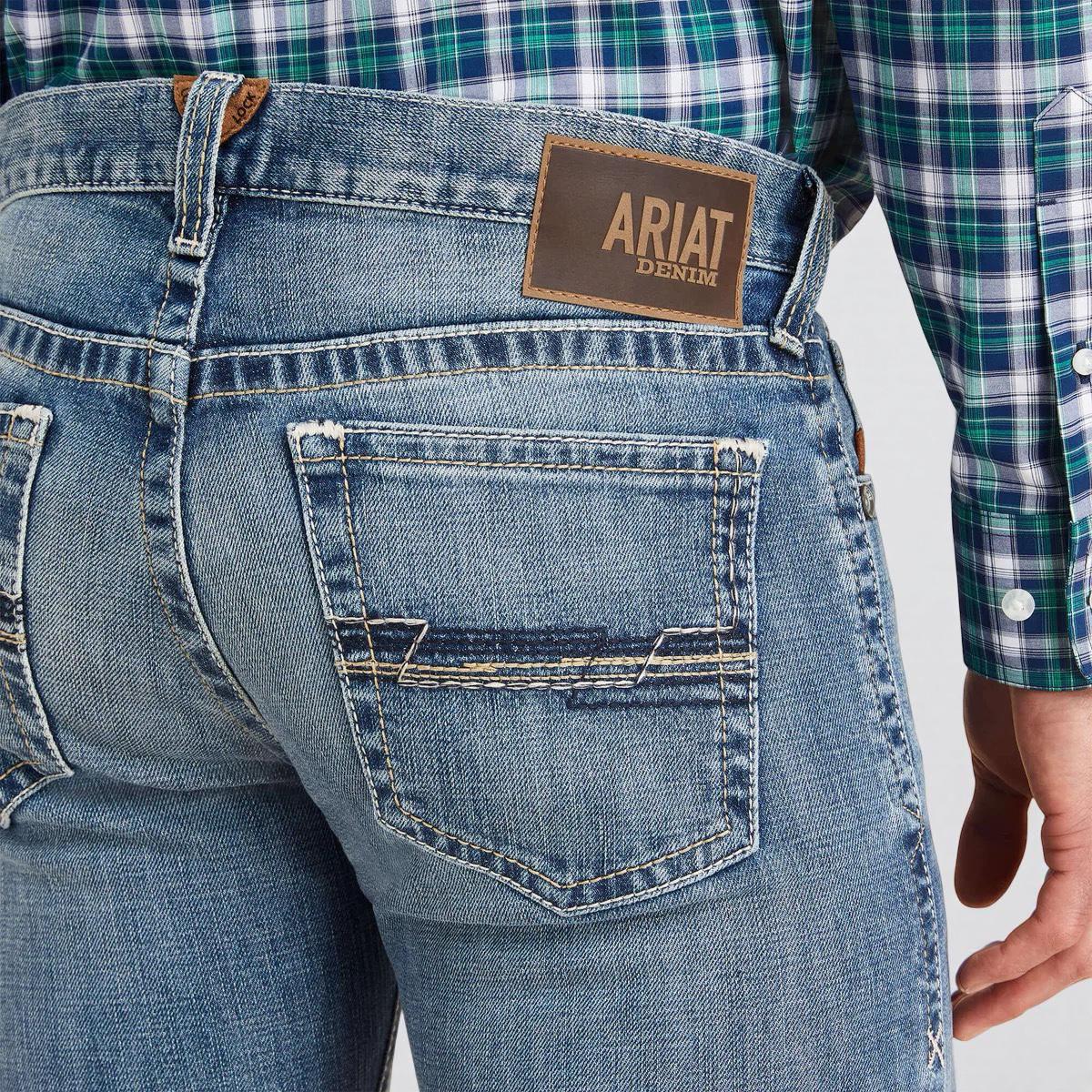 Mens ariat M7 slim fit straight leg jeans  wash: poplar|10043188 M7