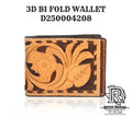 3D BIFOLD SPRING MONEY CLIP BUCK LACING TOOLED LEATHER TAN D250004208