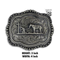 “ Cowboy & Cross Grey “ | MEN WESTERN BELT BUCKLE SQUARE