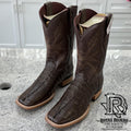 “ WELLS “ MEN'S CAIMAN BACK TAIL CHOCOLATE SQUARE TOE BOOTS | IRON SPUR