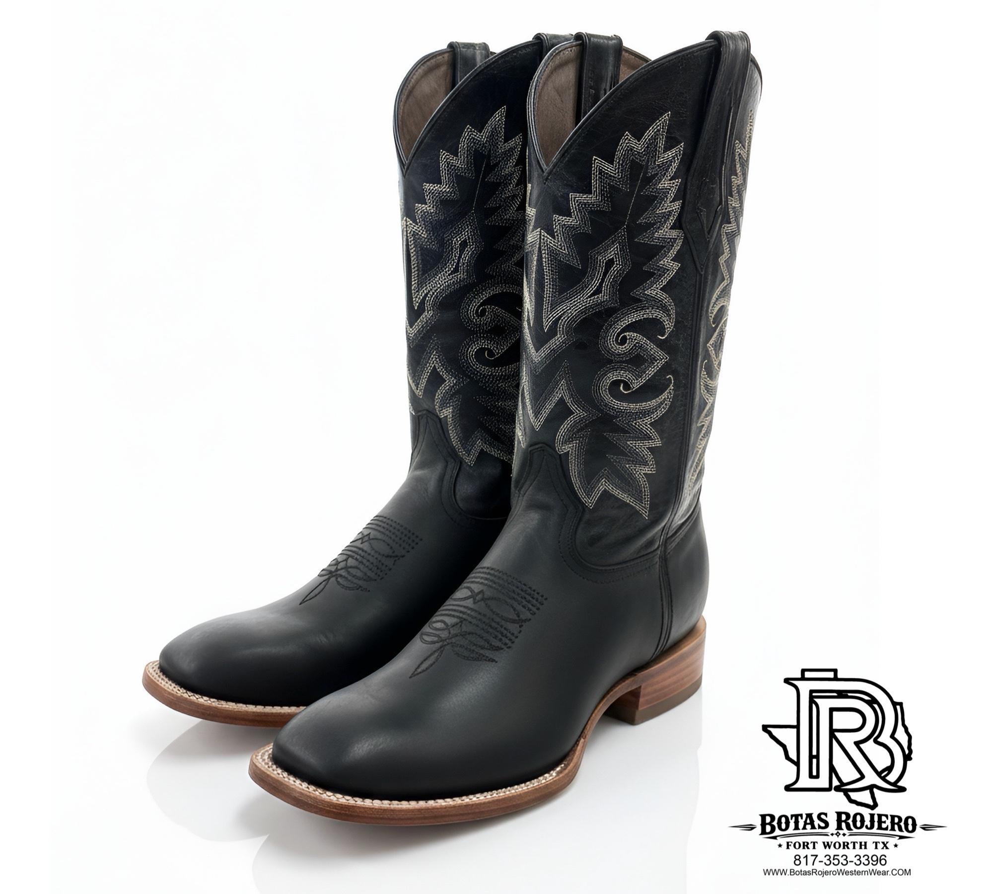 LEATHER BLACK SNIP TOE MEN WESTERN BOOTS BLACK SIZE 9.5 US
