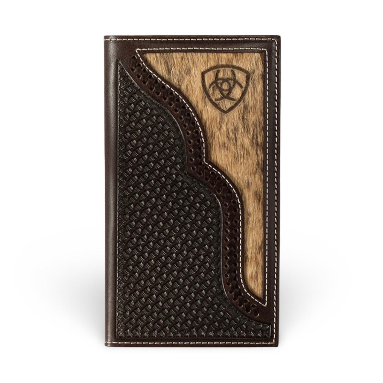 ARIAT MENS RODEO WALLET CALF HALF OVERLAY CHOCOLATE A3562647