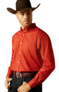 Ariat Men's Wrinkle Free Lucian Orange Button Down Shirt |10052388