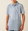 KIDS ARIAT WHITE SOUTHWEST SPACE  PRINT POLO |10071206