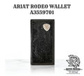 Ariat Western Mens Wallet Rodeo Leather Embossed Floral Concho Black |A3559701
