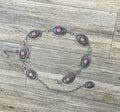 Ariat Women's Etched Silver Oval Rosy Pink Stone Centered Concho Link Chain Belt|A1515830