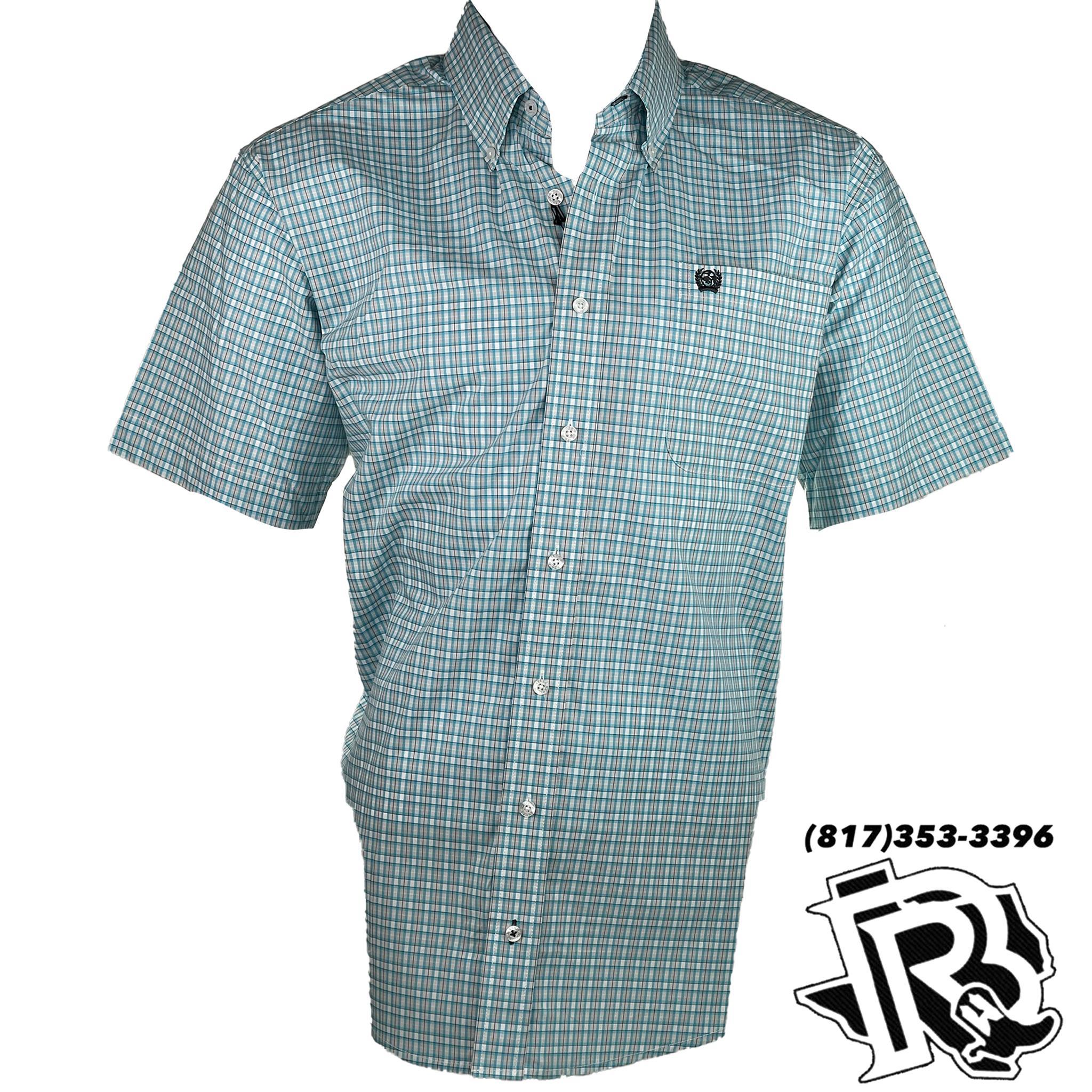 CINCH MEN SHIRT | TEAL/GRAY/WHITE BUTTON-DOWN WESTERN SHIRT