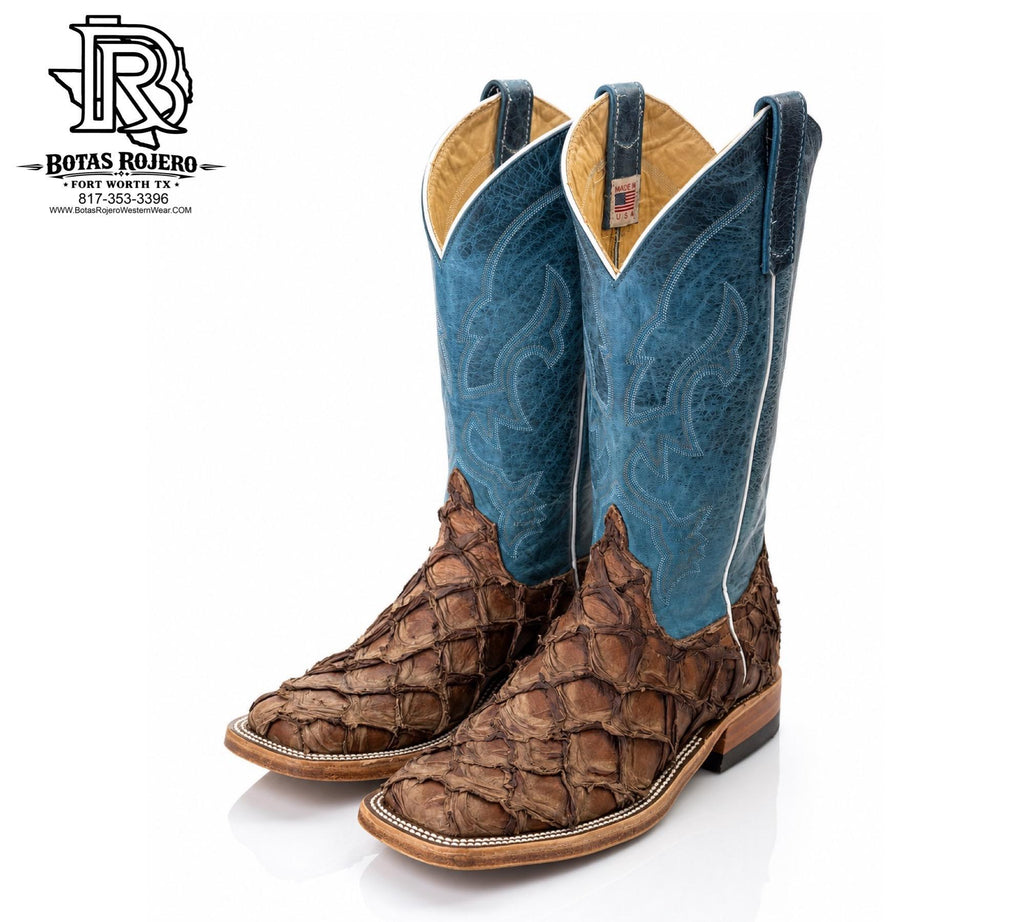 WOMEN ANDERSON BEAN PIRARUCU FISH SQUARE TOE WESTERN BOOTS