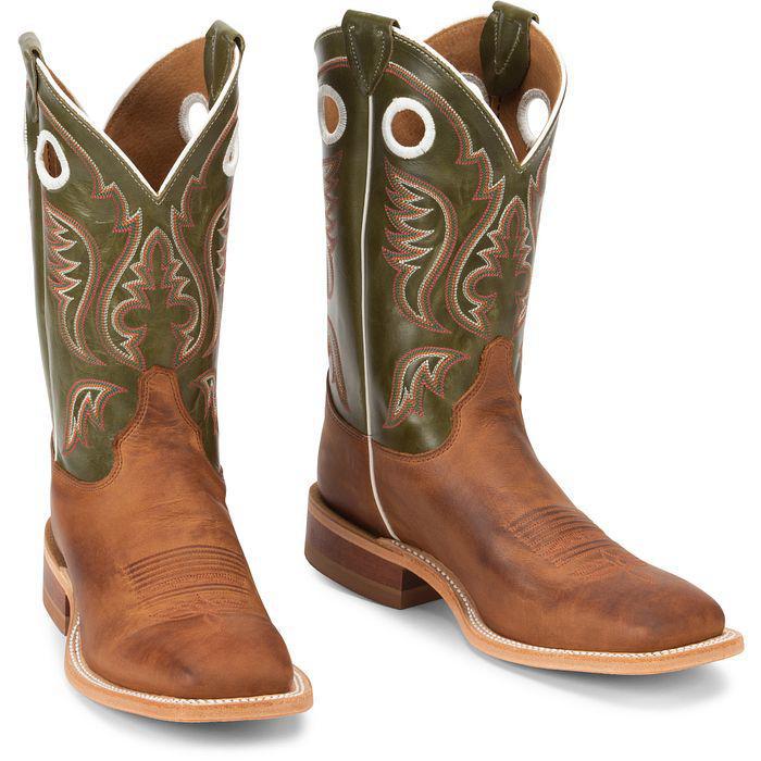 MENS AUSTIN COGNAC WIDE SQUARE TOE BOOTS|BR307