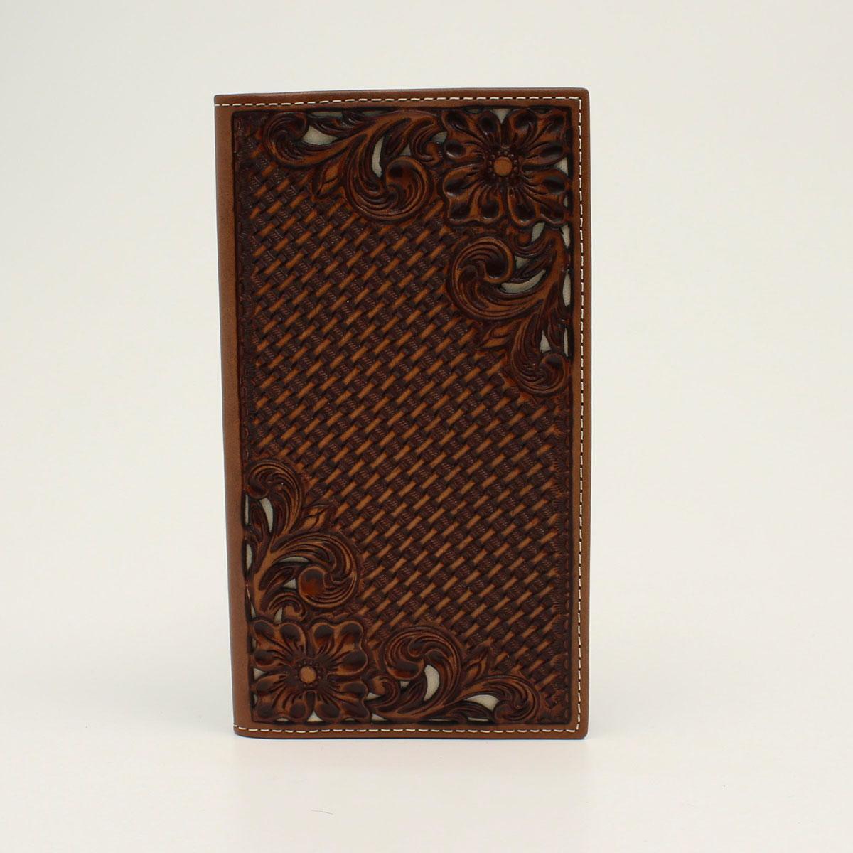 NOCONA RODEO BASKET WEAVE FLORAL TOOLED BROWN