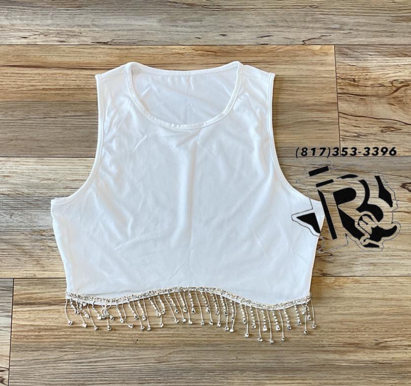 LAUREN WHITE FRINGE TOP