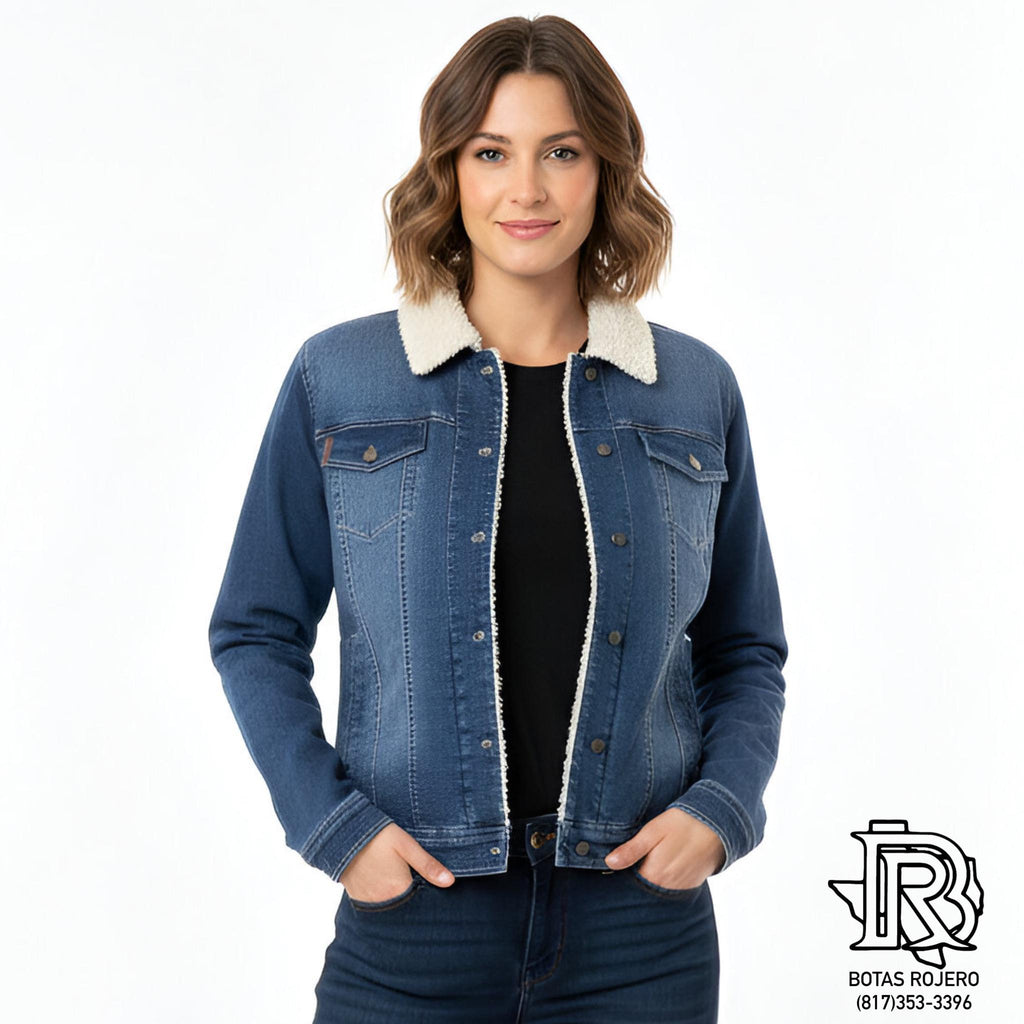 CINCH LADIES JACKET | DENIM TRUCKER SHERPA JACKET  - MAJ9878002