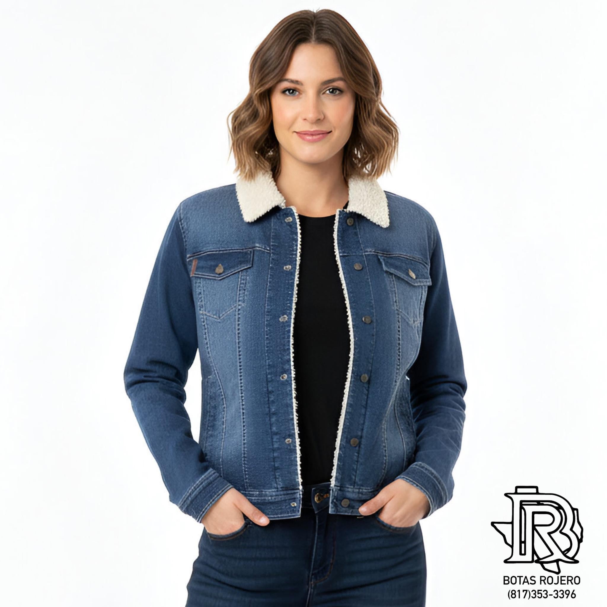 CINCH LADIES JACKET | DENIM TRUCKER SHERPA JACKET  - MAJ9878002