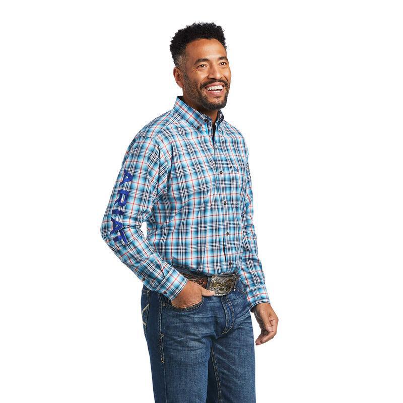 “ Nathaniel “ | Men Ariat Long Sleeve Shirt Blue Square Pattern 10040573