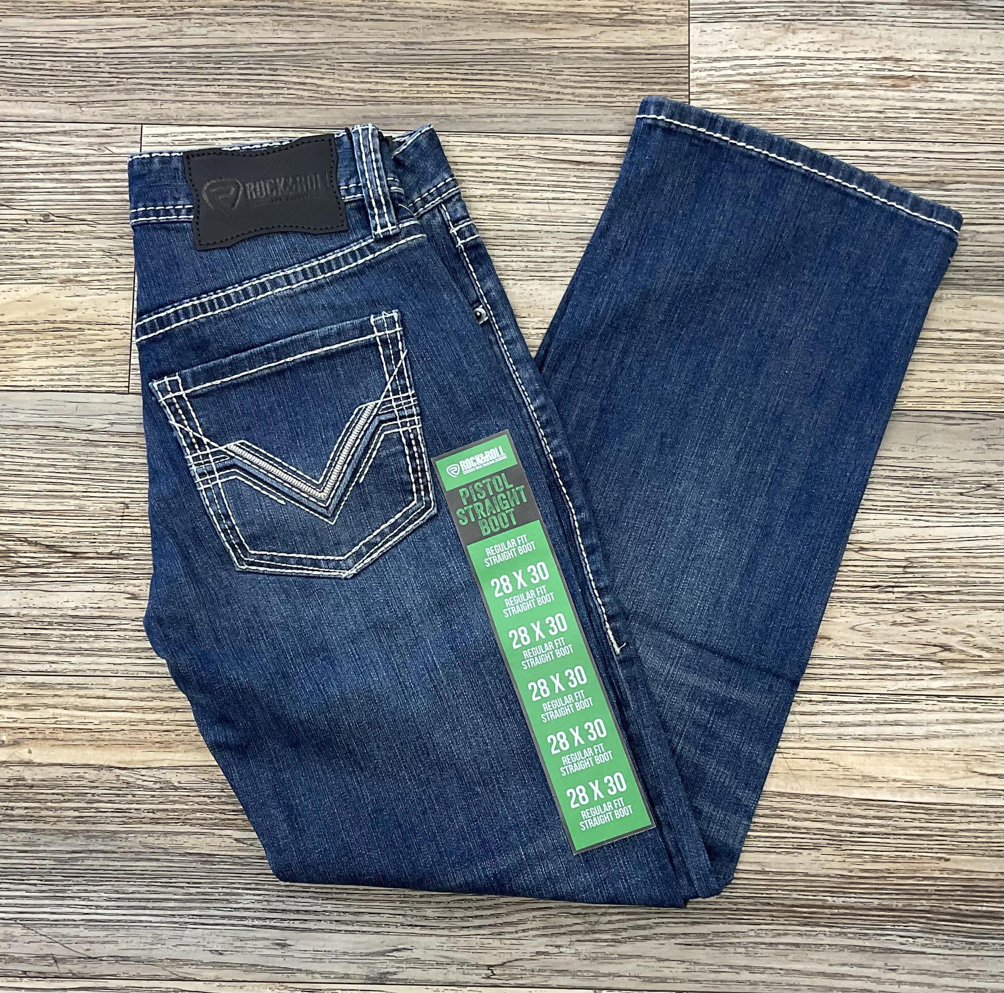 MEN’S ROCK & ROLL MEDIUM VINTAGE ROPESTITCH EMB PISTOL STRAIGHT JEANS | BM1PD06131